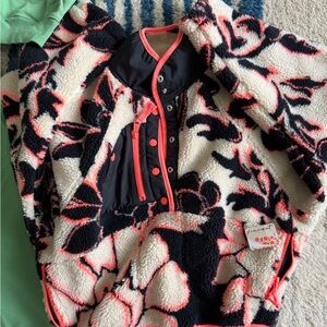 Free people - Floral Fleece Jacket with Coral Accents